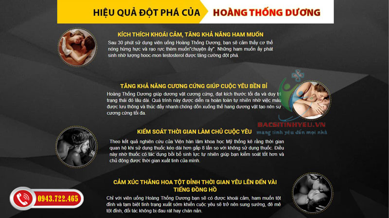 Hoàng Thống Dương giúp nam giới yếu sinh lý giúp lấy lại bản lĩnh