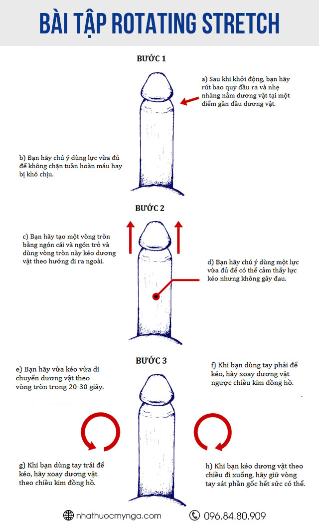 Cách làm dài dương vật bằng bài tập Rotating Stretch